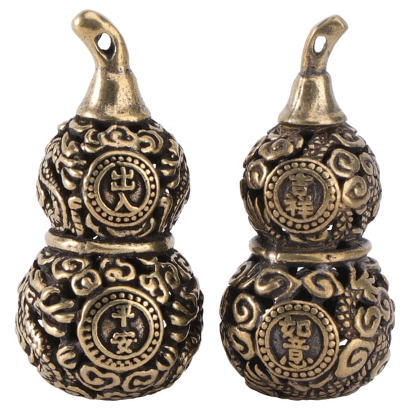 1 Set of 2PCS Solid Brass Gourd Key Ring Pendant Hanging Decor Gourd Hulu