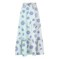 thumbnail image 5 of PWPSG Women’s Drawstring Tiered Maxi Skirt, Outline Floral Line Print Relaxed A Line Fabric, Flowy Hem for Lakeside Picnics White XL, 5 of 7