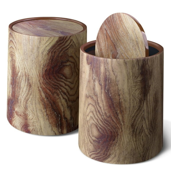 Bote de basura Ciao Stilista con tapa abatible, madera granulada, 15 litros, paquete de 2