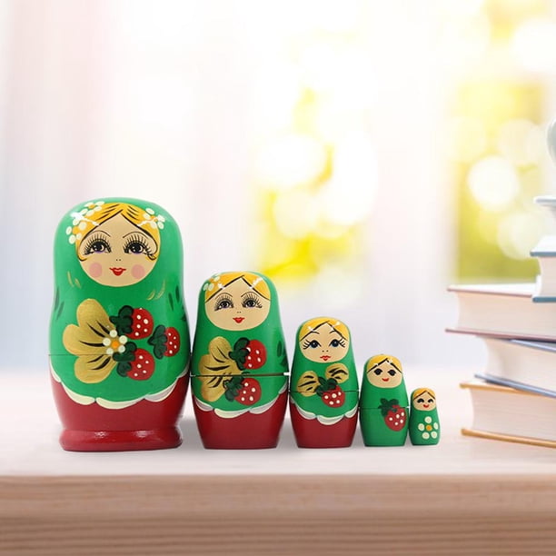 de anidación de dibujos animados Matryoshka juguete de capas verde perfke muñeca rusa de anidación