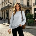 thumbnail image 2 of Nestiefly Oversized Crewneck Sweatshirt Women Fleece Long Sleeve No Hood Pullover Fall Casual Sweat Shirts Gray XL, 2 of 7
