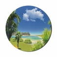 thumbnail image 1 of Tropical Mouse Pad for Computers, Paradise Beach with Palm Trees in Exotic Island Happiness Coastal Charm Image, Round Non-Slip Thick Rubber Modern Gaming Mousepad, 8" Round, Multicolor, by Ambesonne, 1 of 2