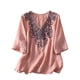 thumbnail image 1 of 3/4 Manga Casual Tops para las Mujeres en V-Cuello Bordado Blusa Suelta Verano Suave, Mujeres 3/4 Manga Tops, 1 of 6
