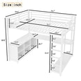 thumbnail image 2 of Harper & Bright Designs Full Size Metal Loft Bed with L-shaped Desk and Wardrobe, Loft Bed with Storage Shelves and Cubes, White, 2 of 12