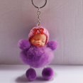 thumbnail image 4 of Sleeping Baby Bowknot Fluffy Pompom Plush Doll Hanging Pendant Key Ring Keychain, 4 of 4