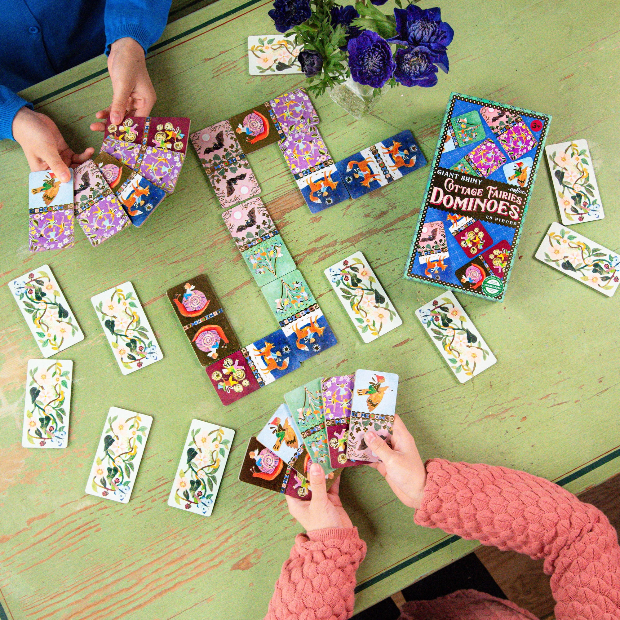 eeBoo Cottage Fairies Giant Shiny Dominoes, Ages 3+, For 2+ Players - Reinforces Matching, Counting, And Sequencing Skills Through Hands-On Play