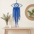 thumbnail image 4 of Kmonabie Hand Woven Macrame Wall Hanging, Cotton Tassel Dreamcatcher Boho Home Wall Decor, 3 Colors for Bedroom Living Room Entryway, Blue, 4 of 6