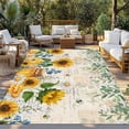 thumbnail image 2 of Sunflowers Outdoor Rug for Patio/Deck/Porch, Non-Slip Large Area Rug 6 x 9 Ft, Yellow Floral Bees Green Leaves Watercolor Indoor Outdoor Rugs Washable Area Rugs, Reversible Camping Rug Carpet Runner, 2 of 8