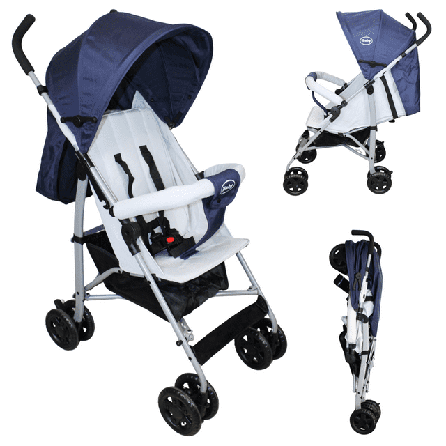 Carriola Bastón Plegado Compacto Viajera iBaby Piegato Ultra Ligera azul