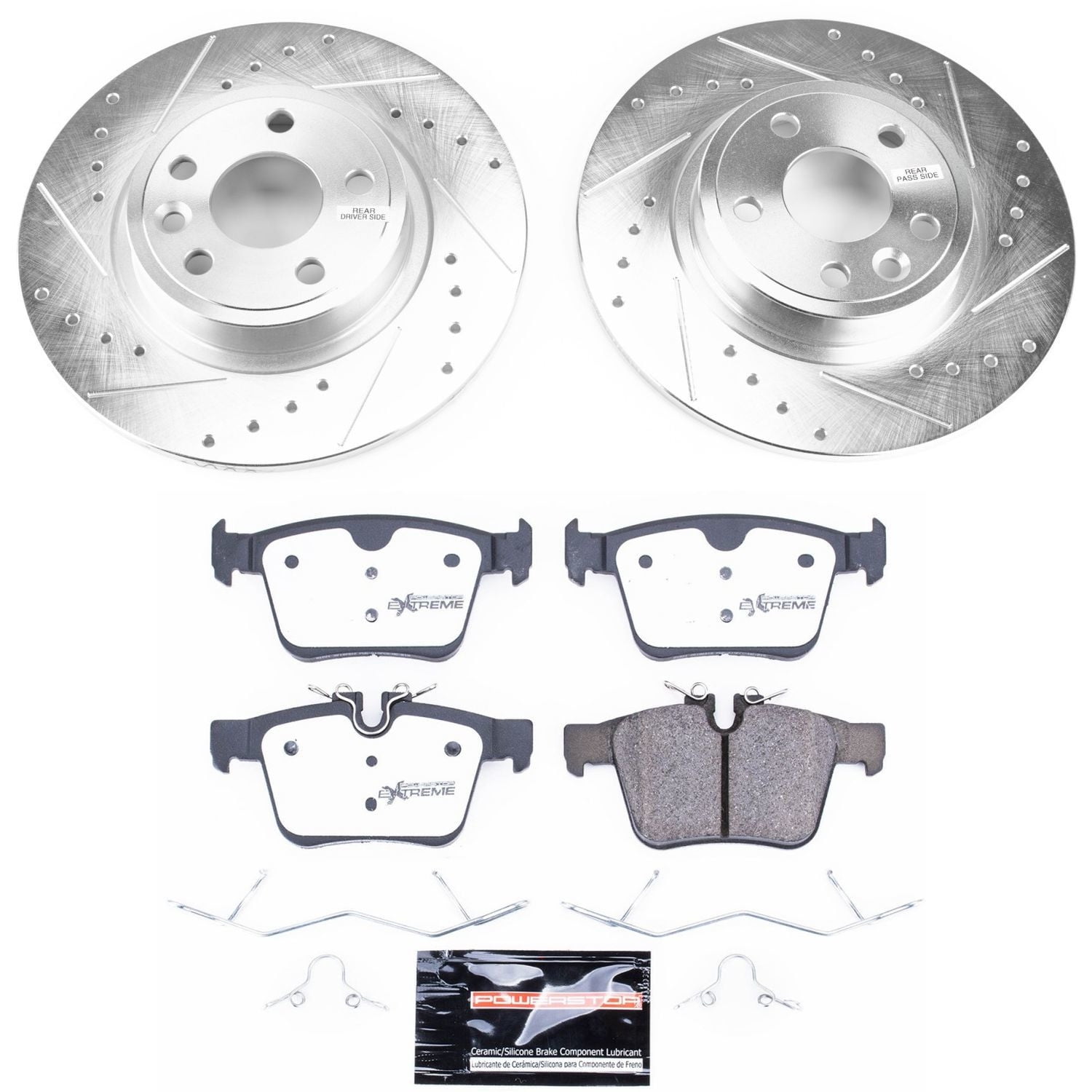 PowerStop Rear Z36 Truck & Tow Carbon-Fiber Ceramic Brake Pad and Drilled and Slotted Rotor Kit Fits: JAGUAR LAND ROVER Select Models K8109-36