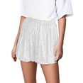 thumbnail image 2 of EaskTriop Sparkly Sequined Shorts for Women High Waisted Wide Leg Flowy Summer Shorts Comfy Elastic Waist Beach Vacation Glitter Rave Party Pants, 2 of 6