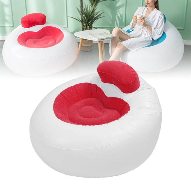 Lazy Sofa, Inflatable Sofa Family Inflatable Lounge Chair PVC Flocking Sofa Loving Heart Modeling Inflatable Soft Couch for Living Room Balcony Office Rest, Outdoor Sofa Chair