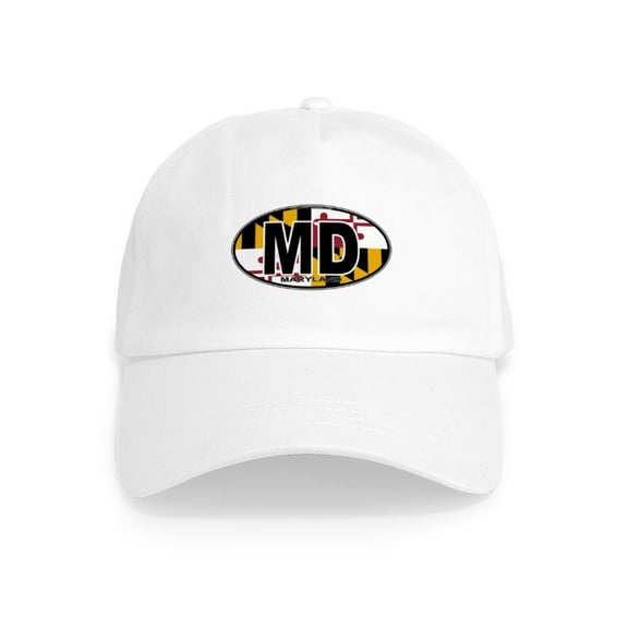 CafePress - Maryland MD Oval (W/Flag) Cap - Adjustable 100% Brushed Unisex Casual Cotton Baseball Cap, Beige, 1