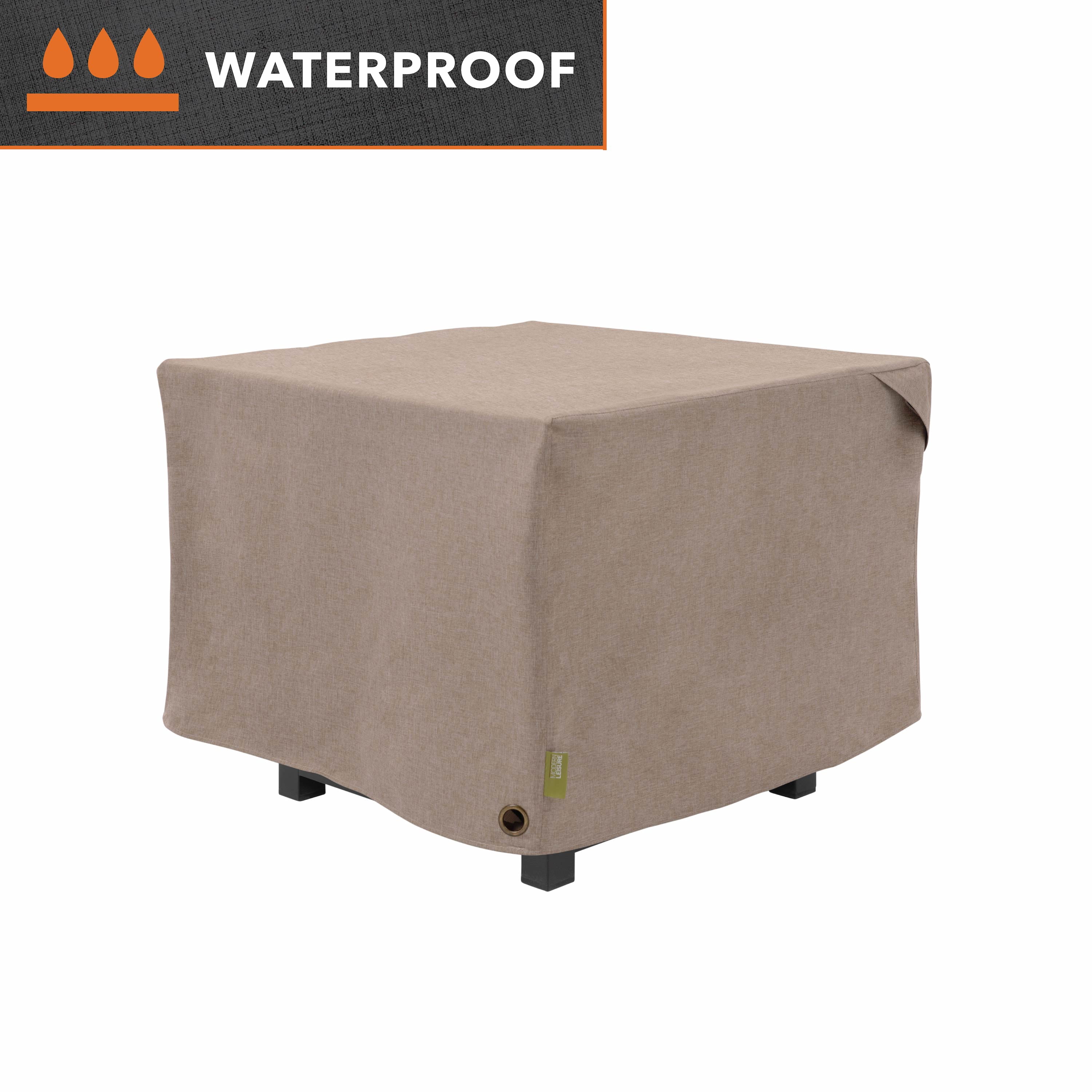 Modern Leisure Garrison Square Fire Pit Table Cover, Waterproof, 32" Square x 22"H, Sandstone