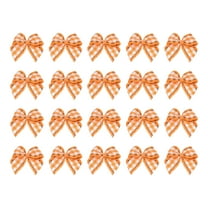 50 Pcs Orange Twist Tie Bows for Gift Wrapping and Craft Projects Plaid Style