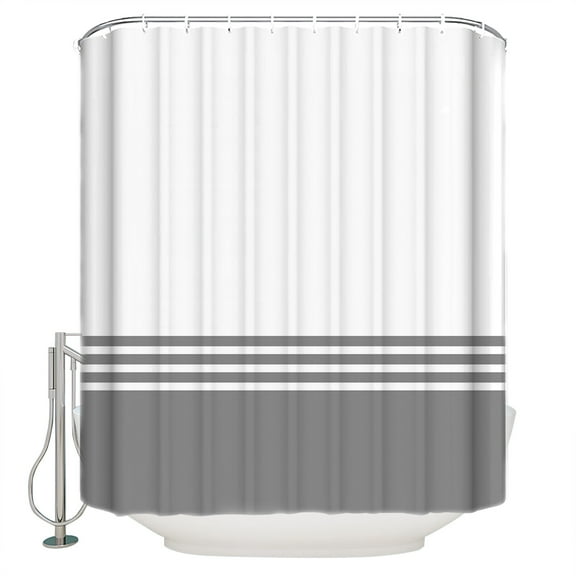 Hokiten Shower Curtain, Grey White Striped Fabric Shower Curtains for Bathroom, Modern Abstract Art Aesthetics Bath Curtain Waterproof Bathtub Curtains with 12 Hooks, Standard 72" x 72"