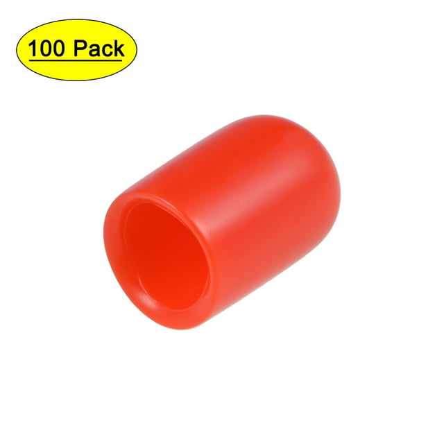 Uxcell Tapas redondas de vinilo cubiertas de tornillo protector de rosca de goma roja 100 piezas 0.31"