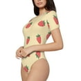 thumbnail image 2 of KLL Women 's Crew Neck Bodysuit Jumpsuits Strawberries Print Short onesies Stretch T Shirts, 2 of 7