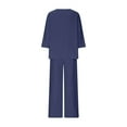 thumbnail image 5 of FCLoft Women's Oversized 2-Piece Set - Summer Cotton Linen, Baggy Long Sleeve V Neck Blouse & Wide Leg Trousers Loungewear, 5 of 6