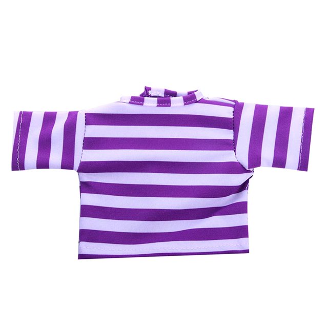 Fashion Camiseta a Rayas de Cortas para 18 Pulgadas Americana Muchacha Doll púrpura