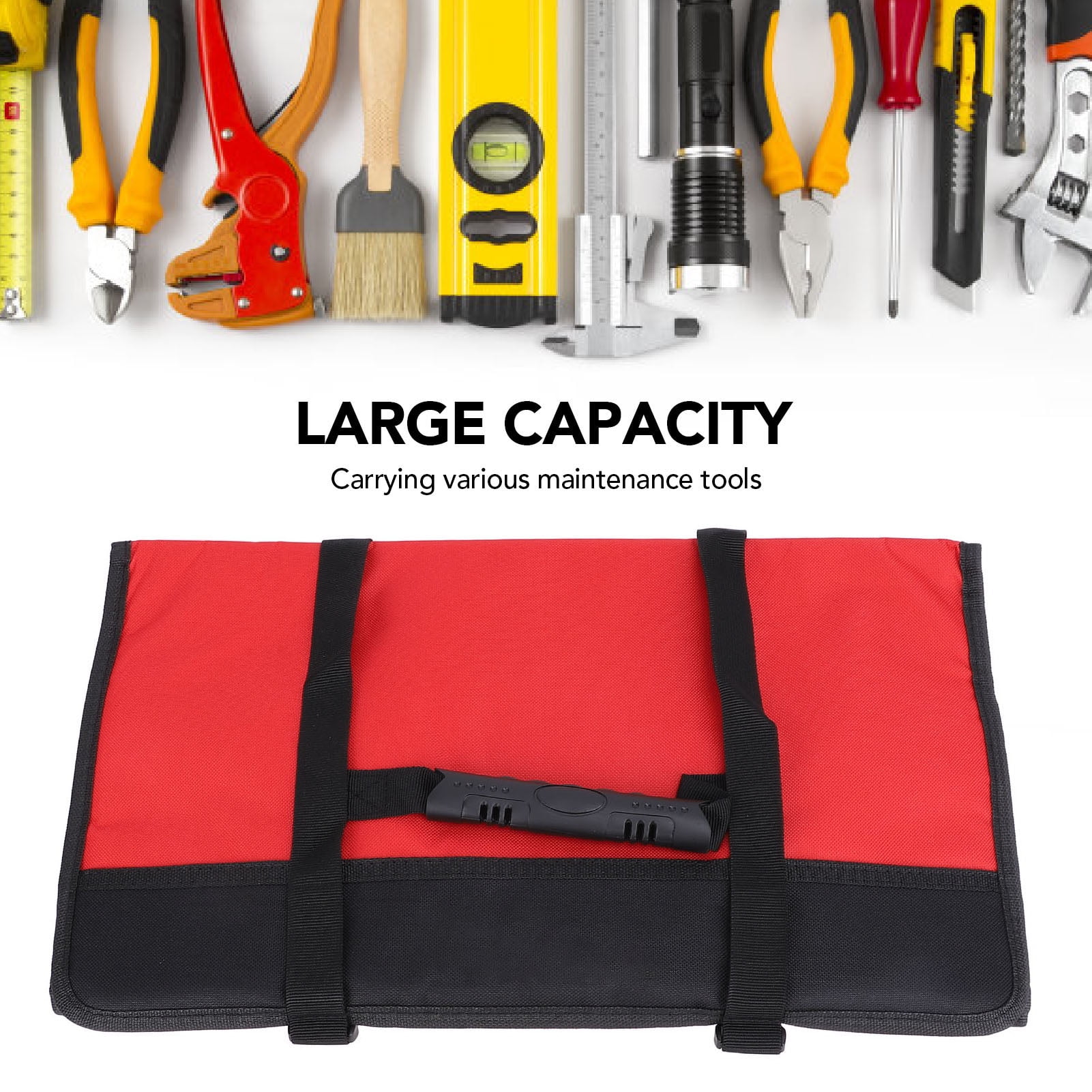Riousery Multi-functional Tool Roll Up Pouch Heavy Duty Oxford Cloth Wrench Organizer Bag for Repairman Mechanic Portable Storage Red 18.11 inches / 46 cm