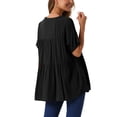 thumbnail image 3 of INSPIRAR CHIC Blusas de Verano para Mujeres, Tops Casual de Cuello en V, Camiseta Suelta de Manga Corta, Blusa Peplum, Túnicas XL Negra, 3 of 6