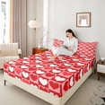thumbnail image 4 of Castle Fairy Love Heart Print Full Size Sheets 4-Piece for Female Men,Geometric Plaid Breathable Bed Sheets,Happy Valentine's Day Lightweight Sheet Sets,Breathable Home Decor, 4 of 7