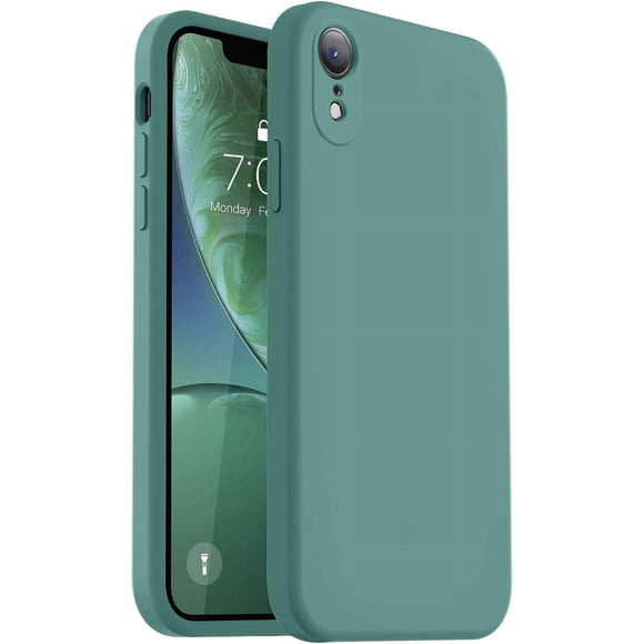 TEMOGU-Compatible with iPhone XR Case, Upgraded Liquid Silicone with [Flat Edges] [Camera Protection] [Soft Anti-Scratch Microfiber Lining] Phone Case for iPhone 10 XR 6.1 inch - Pine Green
