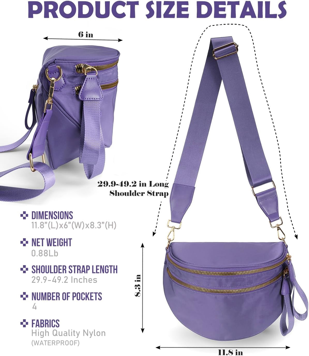 Kwuty Pure Colour Crossbody Bag Bum Bag for Women,Spacious Purse Fanny Packs Belt Bag,Oversized Bum Bag (Colour Bum Bag-Beige)