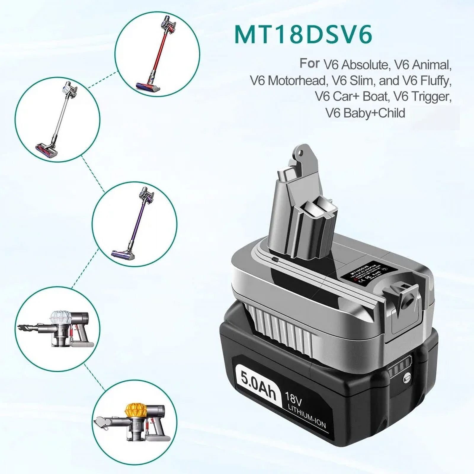 For Makita/Dewalt/Milwaukee 18V Lithium Battery Adapter Converter To for Dyson V6/V7/V8 Battery Cordless Vacuum Cleaner tool Use
