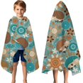 thumbnail image 3 of Cute Green Hedgehog Pattern with Pioneer Flower Hooded Bath Towel，50"x30" for Ages 3 To 12 Kids, Quick Dry Lightweight Soft Microfiber Hood Beach Towel Cover Up for Kids, 3 of 7