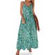 thumbnail image 1 of Vestido de noche para mujer sin mangas con estampado floral de bayas blancas, turquesa y azul, 1 of 7