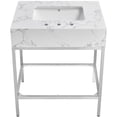 thumbnail image 3 of Maklaine Contemporary White Artificial Marble Bathroom Vanity, 3 of 6