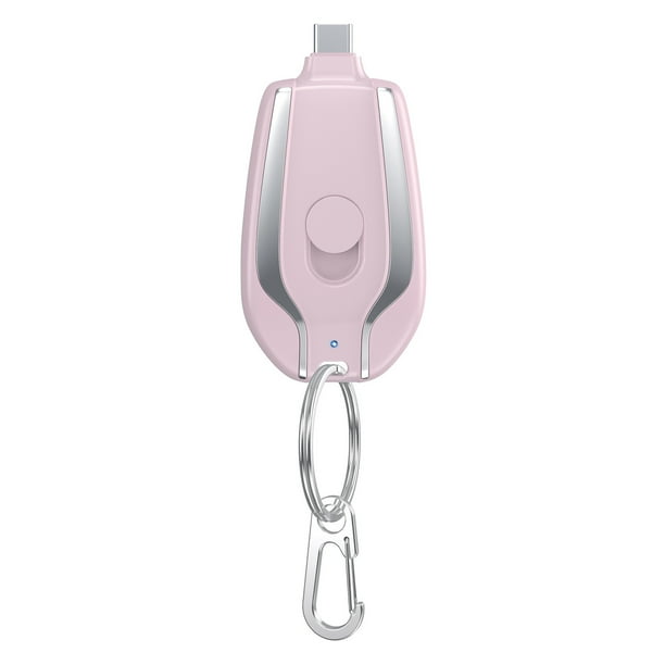 5V 1500mah Llavero Power Bank Wireless Mini Cargador portátil (Rosa Tipo-C)