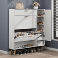 thumbnail image 3 of Gyfimoie Shoe Rack Cabinet, Free Standing Shoes Storage Organizer Cabinet with 3 Flip Drawers for Living Room-White, 3 of 5
