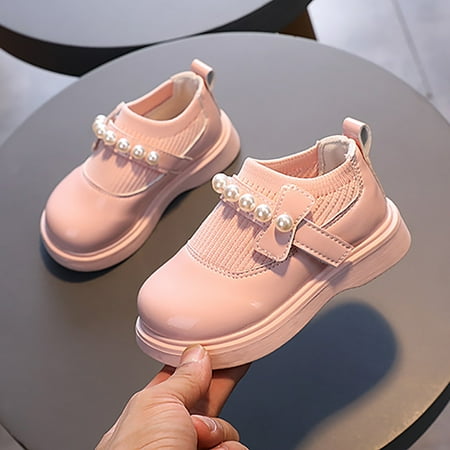 

HAXMNOU Girls Children Little Kid Big Kid Dress Flat Ballerina Shoe PU Leather Shoes Comfort Dress Shoes Single Shoes Pink