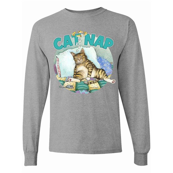Inktastic Cat Nap Cute Sleeping Cat Long Sleeve T-Shirt