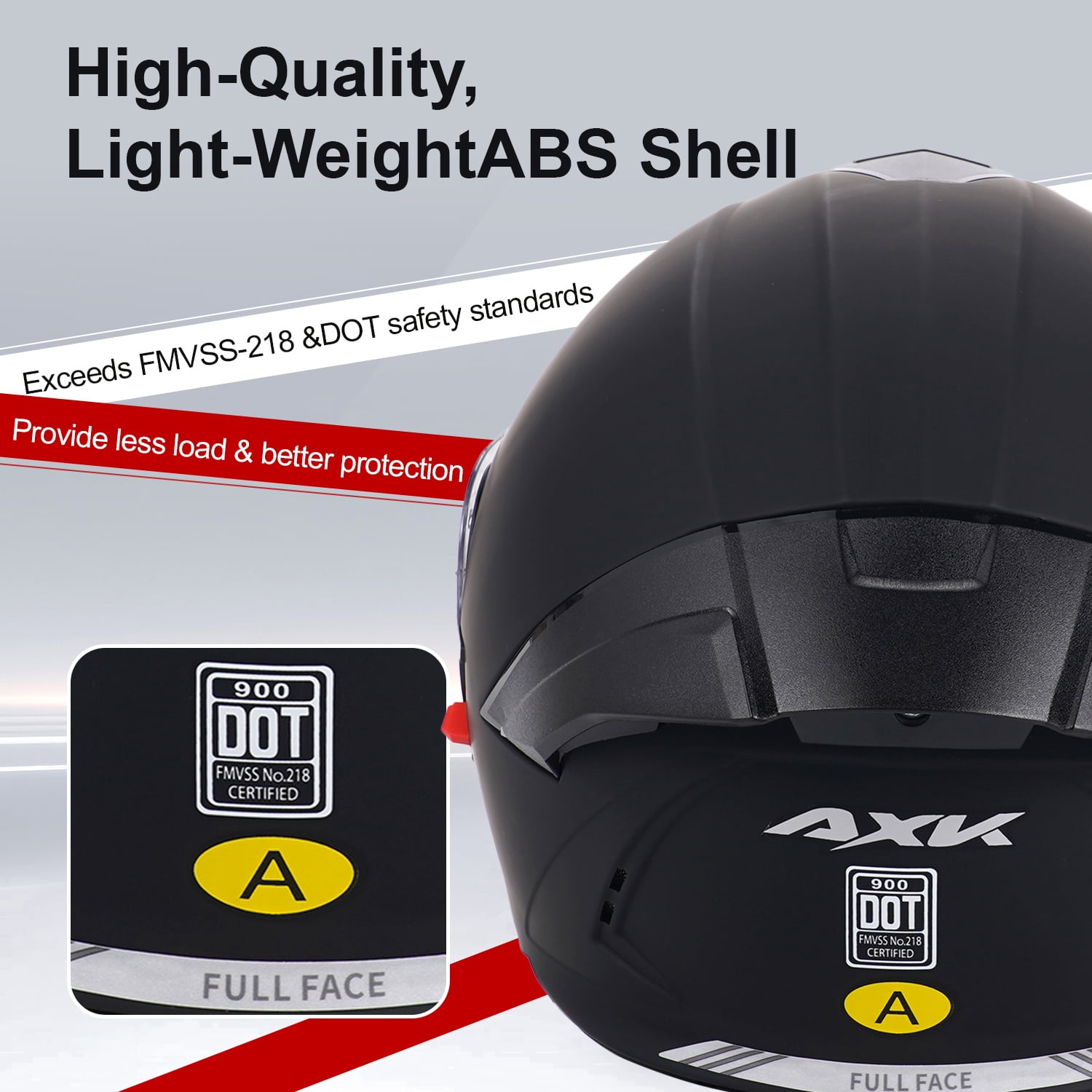 XiongXiong Motorcycle Helmets, Motorcycle Helmet Flip Up for Adults, Dirt Bike Helmet, Sun Visor Snowmobile, ATV Off Road Helmet DOT Approved, Black