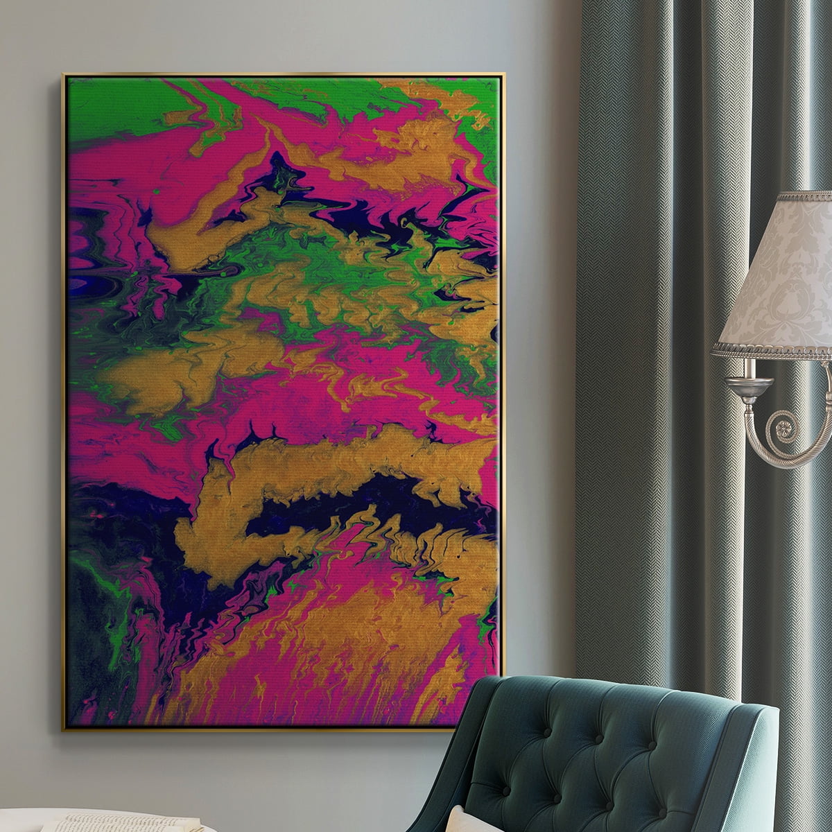 M48 Framed Premium Gallery Wrapped Canvas - Ready to Hang - 27 x 41 - Gold Floating Frame