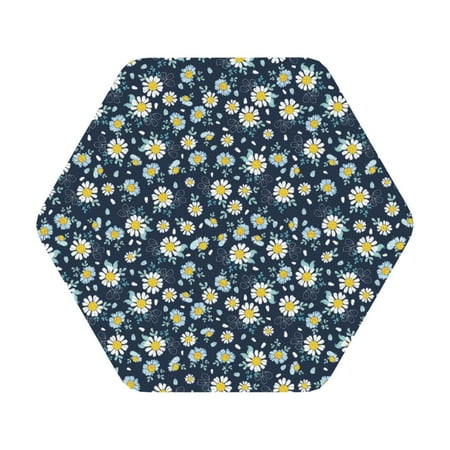 

Matuu Daisy Floral B for Cup Coasters Set of 6 Leather Coasters Desk Coasters for Office Measures 4” x 4” Hexagon