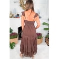 thumbnail image 2 of Women's Coffee Polka Dot Print Backless Maxi Dress – Ruffled Summer Style for Daily Wear, XL, 2 of 12