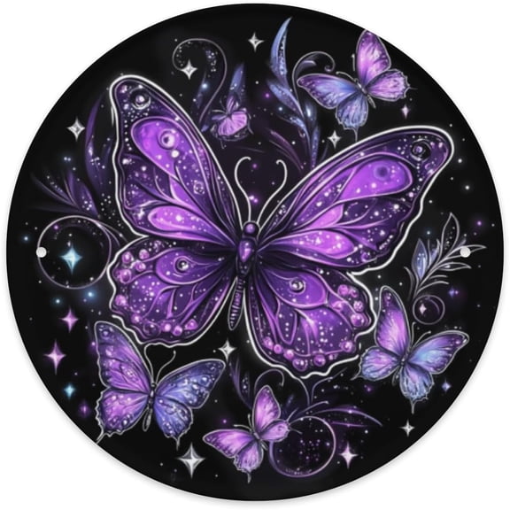 Circular Metal sign,Exquisite butterfly,Round tin sign,for living room,bar,club,man cave,Yard,Garden,studio,Home Art wall decor poster,indoor outdoor decorative plaque,8x8 inch