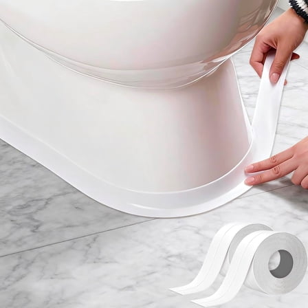 Caulk Tape Waterproof Adhesive, 2 Rolls Toilet Kitchen Caulk Sealing Strip, Bathtub Caulking Sealant Tape for Bathroom, Countertop, Sink, Floor Wall Edge Protector (1.5" x 10.5Ft)