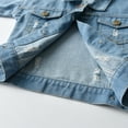 thumbnail image 6 of IBTOM CASTLE Toddler Baby Girls Boys Denim Jacket Long Sleeve Button Down Jeans Coat Ripped Hooded Top Fall Cowboy Casual Outwear Clothes 6-12 Months Light Blue, 6 of 8