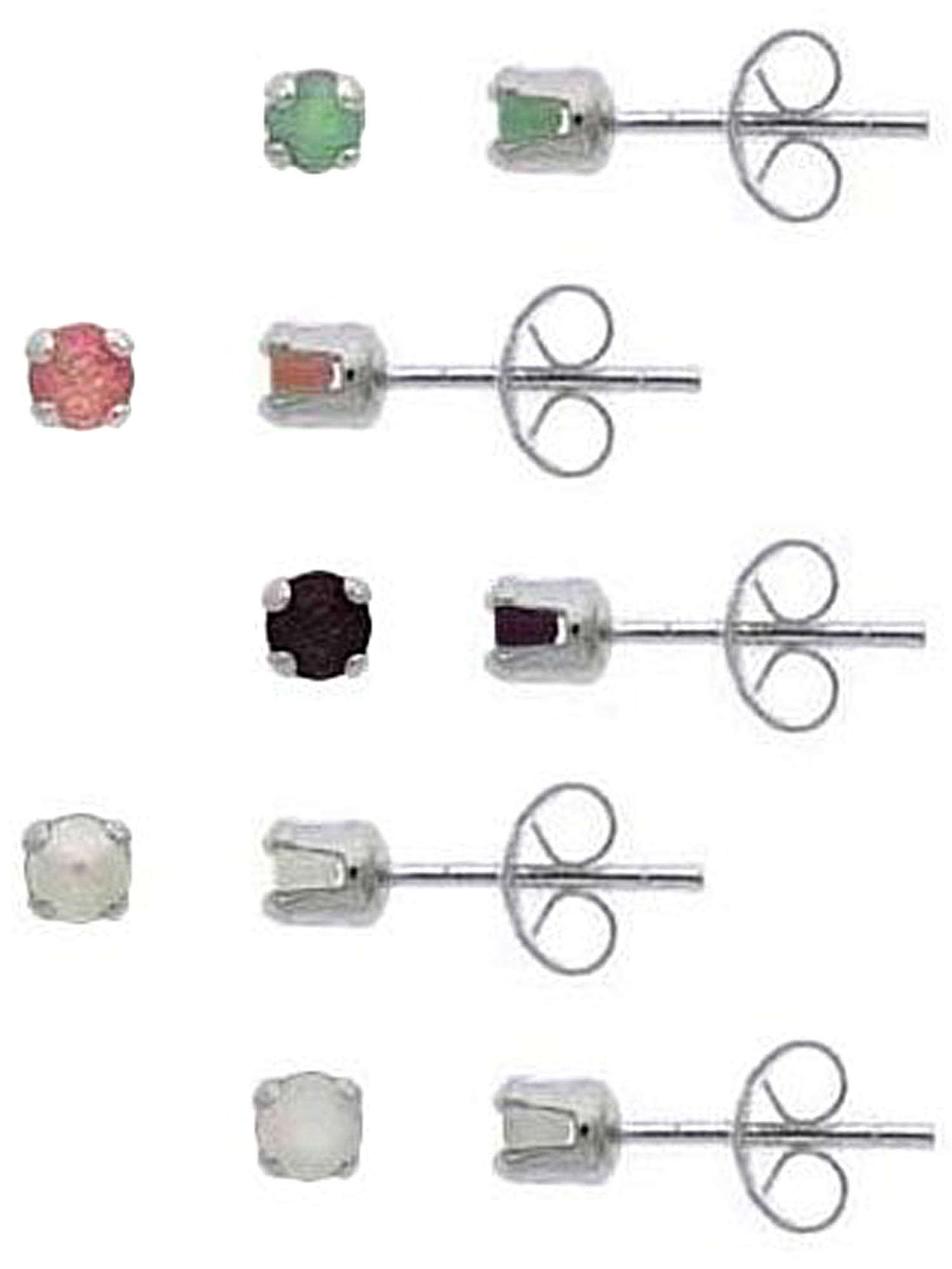 WHOLESALE 14PR 925 SILVER PLATED RUBY GREEN EMERALD SAPPHIRE STUD EARRING LOT H3 