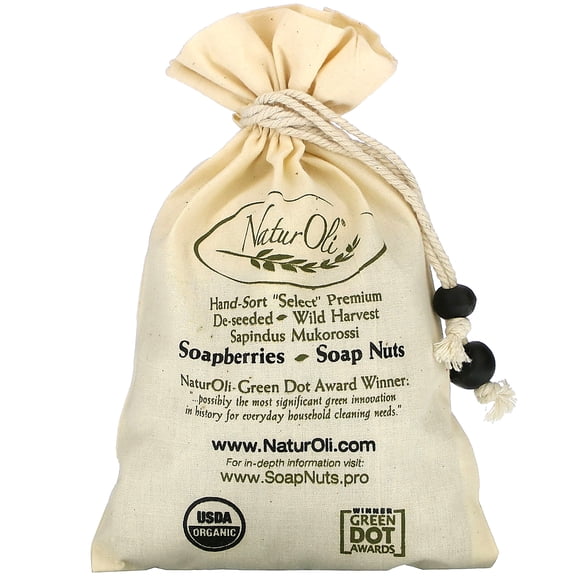 NaturOli, Organic, Hand-Sort Select Soap Nuts With 1 Muslin Drawstring Bag, 4 oz