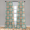 thumbnail image 5 of Ambesonne Lotus Curtains, Oriental Mandala Pattern, Pair of 28"x95", Pale Blue Beige Peach, 5 of 5