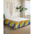 thumbnail image 2 of Colorful Gradual Bed Skirt California King Size 16" Drop Watercolor Rainbow Abstract Modern Ruffled Wrap Around Bed Skirts Adjustable Elastic Bedskirt Dust Ruffle for California King Size Bed, 2 of 7