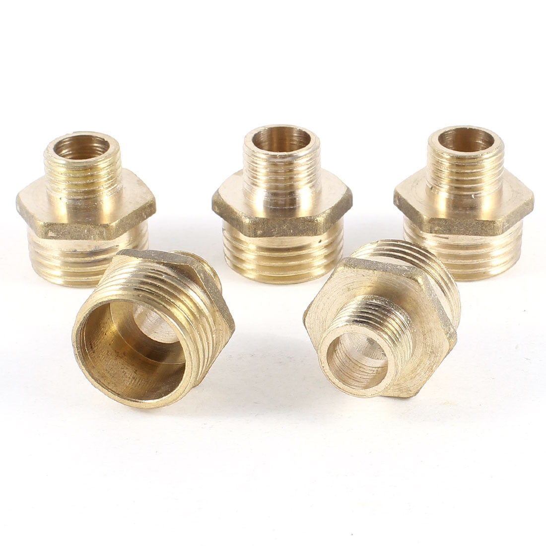 5 Pcs 1/2"PT to 1/4"PT Male Thread Brass Straight Pipe Adapter Fitting ...