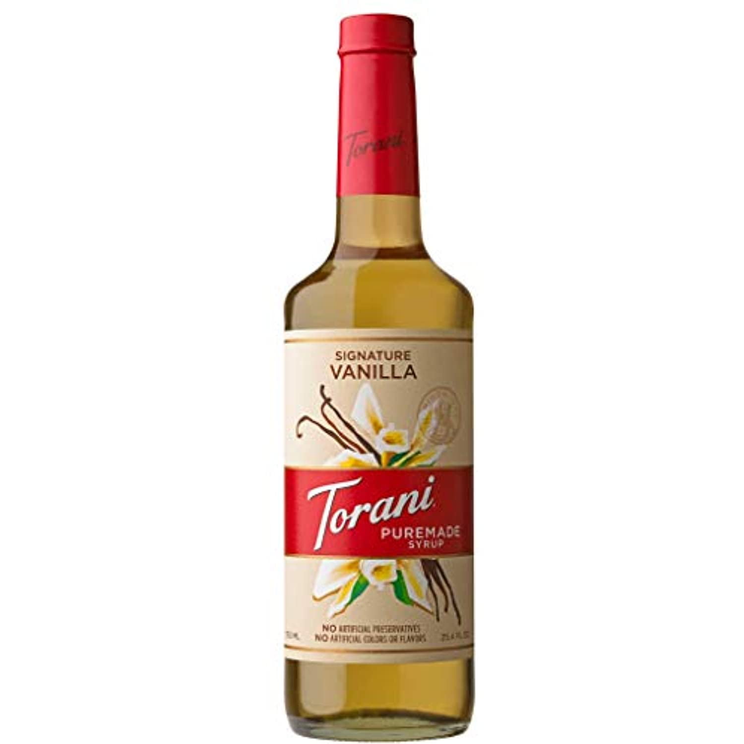 Torani Puremade Syrup, Signature Vanilla Flavor, Glass Bottle, Natural
